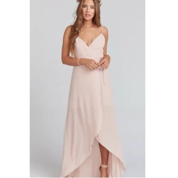 SHOW ME YOUR MUMU Mariah Wrap Dress Dusty Blush Size XS NEW - Picture 2 of 13